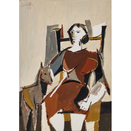 JEAN LECOULTRE : Frau mit Hund (DOBIASCHOFSKY AUKTIONEN AG)