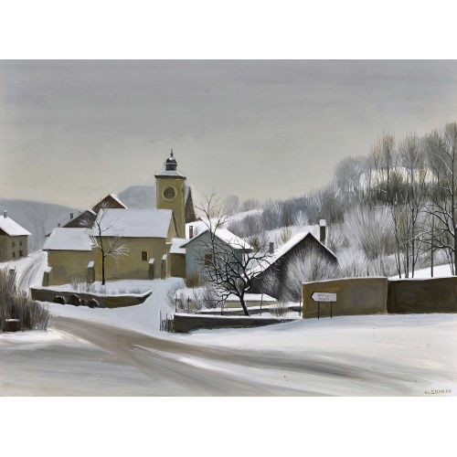 CLAUDE SAUTHIER : Dorf im Schnee (DOBIASCHOFSKY AUKTIONEN AG)