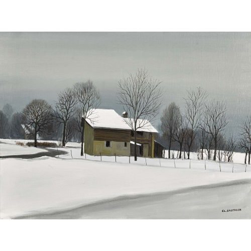 CLAUDE SAUTHIER : Verschneite Landschaft mit Bauernhaus (DOBIASCHOFSKY AUKTIONEN AG)