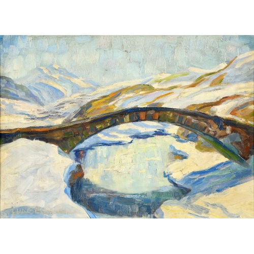 HANS) HANSEGGER (EGGER : Winterlicher Bergbach mit Br�cke (DOBIASCHOFSKY AUKTIONEN AG)