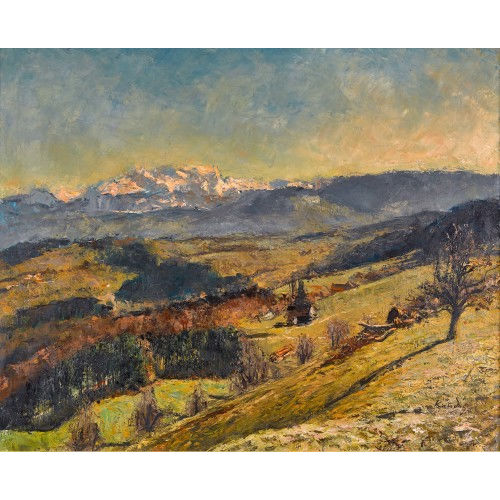 REINHOLD K�NDIG : Herbstlandschaft mit Blick auf den Hirzel und den Gl�rnisch (DOBIASCHOFSKY AUKTIONEN AG)
