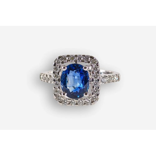 SAPHIR-BRILLANT-RING : (DOBIASCHOFSKY AUKTIONEN AG)