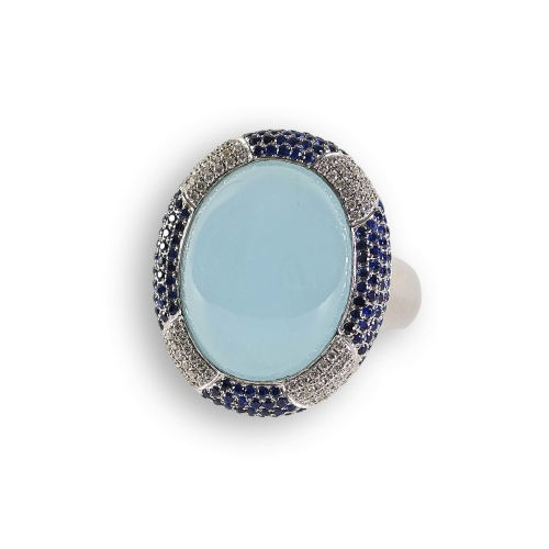 AQUAMARIN-SAPHIR-DIAMANT-RING : (DOBIASCHOFSKY AUKTIONEN AG)