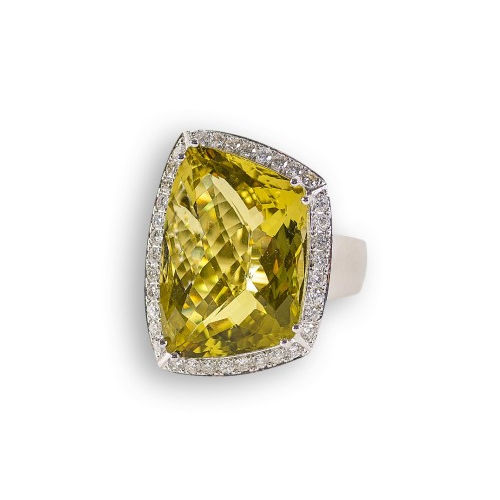 LEMONQUARZ-DIAMANT-RING : (DOBIASCHOFSKY AUKTIONEN AG)
