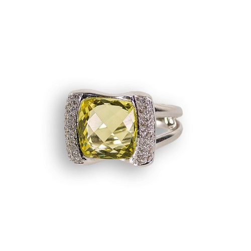LEMONQUARZ-DIAMANT-RING : (DOBIASCHOFSKY AUKTIONEN AG)