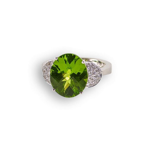 PERIDOT-BRILLANT-RING : (DOBIASCHOFSKY AUKTIONEN AG)
