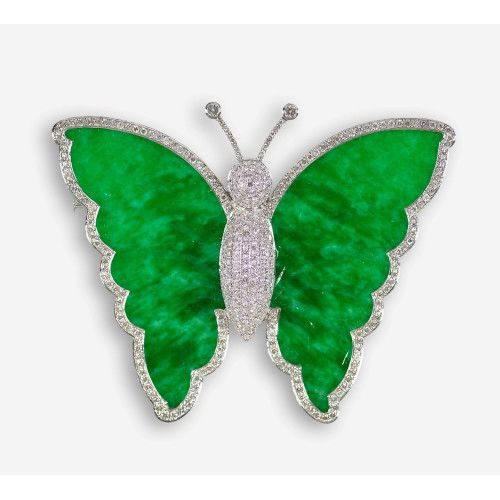 JADE-BRILLANT-BROSCHE : (DOBIASCHOFSKY AUKTIONEN AG)