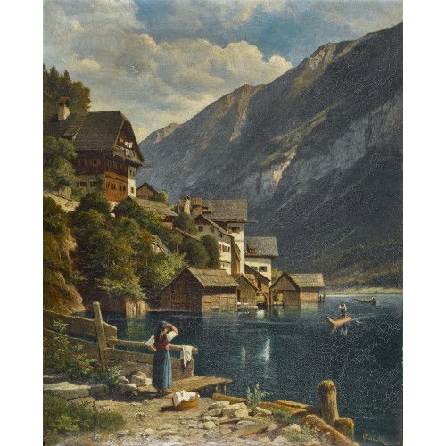LEOPOLD MUNSCH : 'Partie aus Hallstatt bei Ischl' (DOBIASCHOFSKY AUKTIONEN AG)