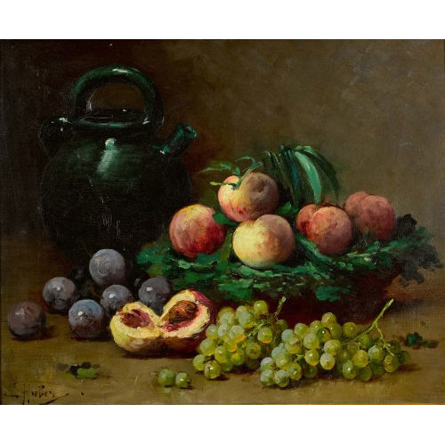L�ON CHARLES HUBER : Nature morte aux fruits (DOBIASCHOFSKY AUKTIONEN AG)
