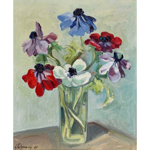 LOUIS HENRI SALZMANN : Stillleben mit Anemonen im Glas (DOBIASCHOFSKY AUKTIONEN AG)