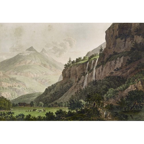 19. JH. SCHWEIZ : Landschaft im Gebirge mit Wasserf�llen (DOBIASCHOFSKY AUKTIONEN AG)