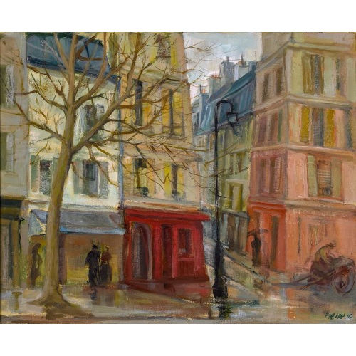PIERRE STAMPFLI : Strassenpartie im Regen (DOBIASCHOFSKY AUKTIONEN AG)