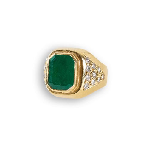 SMARAGD-BRILLANT-RING : (DOBIASCHOFSKY AUKTIONEN AG)