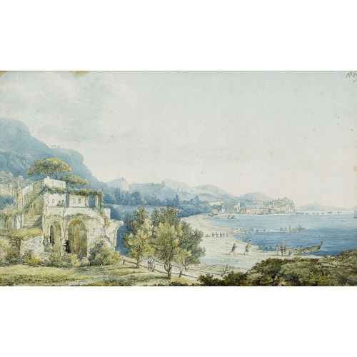 FRANZ KAISERMANN : Italienische K�stenlandschaft mit Ruine und Fischern (DOBIASCHOFSKY AUKTIONEN AG)