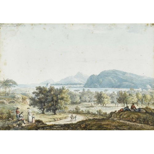 FRANZ KAISERMANN : Weite Landschaft am Meer mit Staffagefiguren (DOBIASCHOFSKY AUKTIONEN AG)