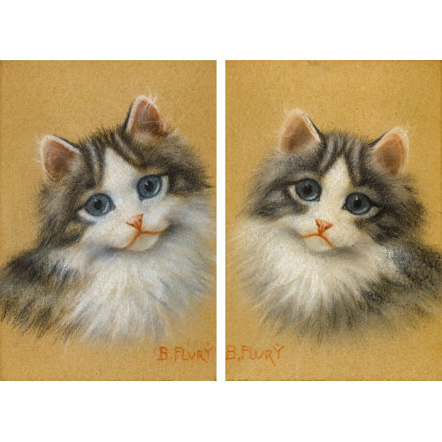 BURKHARD (GEN. KATZEN-FLURY) FLURY : Katzenportr�ts. Gegenst�cke (DOBIASCHOFSKY AUKTIONEN AG)