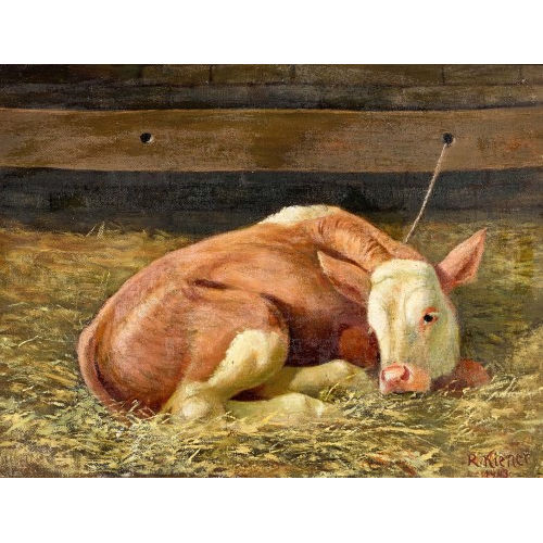 ROBERT KIENER : Liegendes Kalb (DOBIASCHOFSKY AUKTIONEN AG)