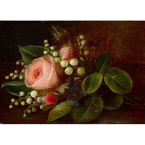 JOHAN LAURENTS (LAURENTZ) JENSEN : Stillleben mit Rosen und Maigl�ckchen (DOBIASCHOFSKY AUKTIONEN AG)