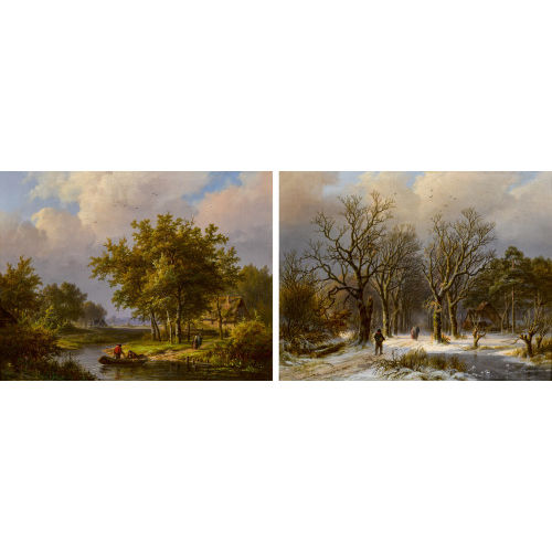 BAREND CORNELIS KOEKKOEK : Sommer und Winter. Gegenst�cke (DOBIASCHOFSKY AUKTIONEN AG)