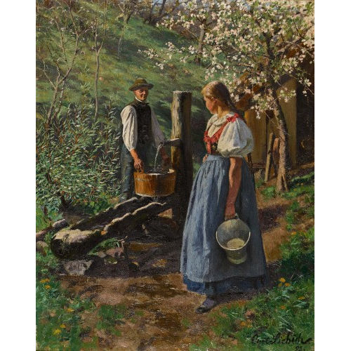 CURT LIEBICH : Begegnung am Brunnen (DOBIASCHOFSKY AUKTIONEN AG)