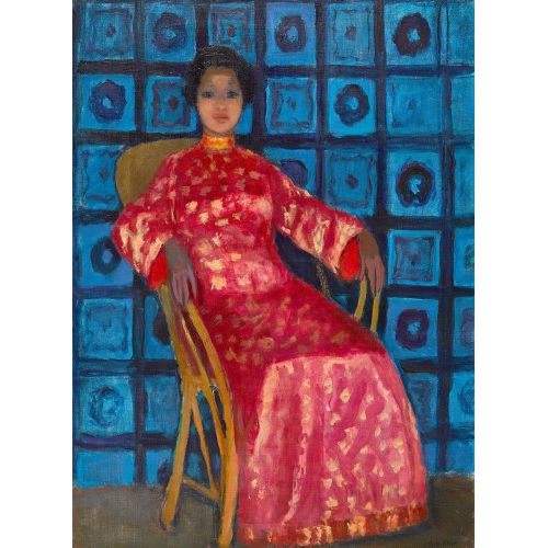 20. JH. FRANKREICH : Sitzende Dame in rotem Kleid (DOBIASCHOFSKY AUKTIONEN AG)