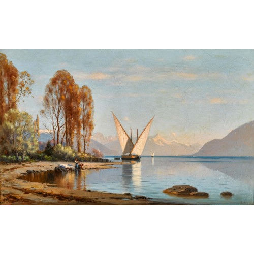 AUGUSTE LOUIS VEILLON : Barque sur le L�man (DOBIASCHOFSKY AUKTIONEN AG)