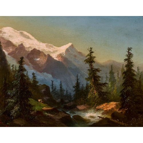FERDINAND SOMMER : Bergbach mit Gebirgskulisse (DOBIASCHOFSKY AUKTIONEN AG)