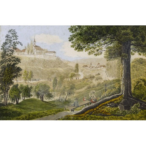 FRIEDRICH SALATHE : Landschaft mit Bauern, Schloss und Dorf (DOBIASCHOFSKY AUKTIONEN AG)