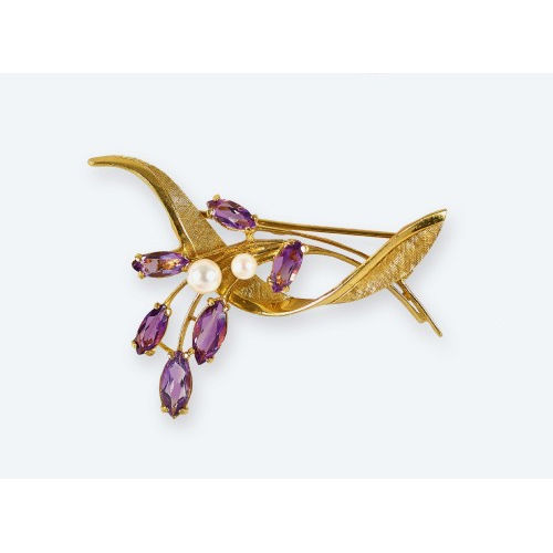 AMETHYST-PERLEN-BROSCHE : (DOBIASCHOFSKY AUKTIONEN AG)