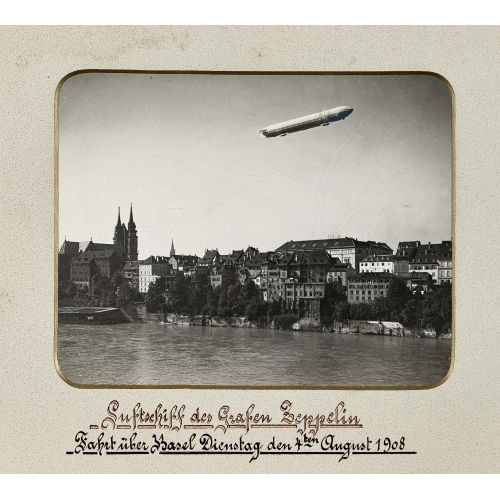 ANONYM : 'Luftschiff des Grafen Zeppelin, Fahrt �ber Basel 1908' (DOBIASCHOFSKY AUKTIONEN AG)
