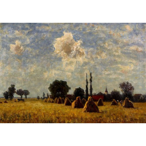 OTTO GAMPERT : Sommerliche Feldlandschaft mit Heuschobern (DOBIASCHOFSKY AUKTIONEN AG)
