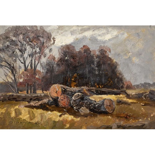 OTTO GAMPERT : Herbstlandschaft mit gef�lltem Baum (DOBIASCHOFSKY AUKTIONEN AG)