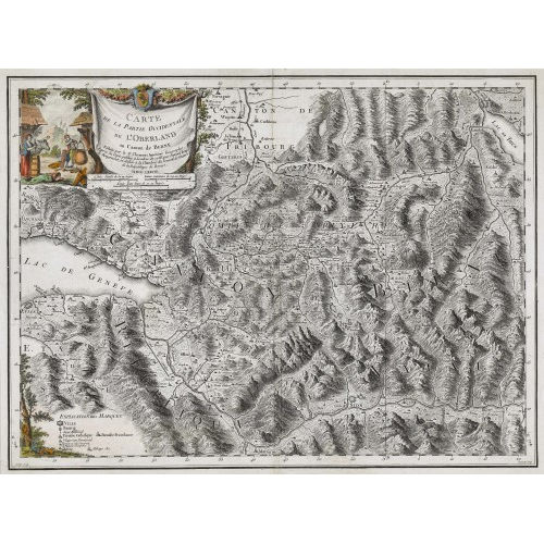SAMUEL LOUP DE ROUGEMONT : 'Carte de la partie occidentale de l'Oberland au canton de Berne' (DOBIASCHOFSKY AUKTIONEN AG)