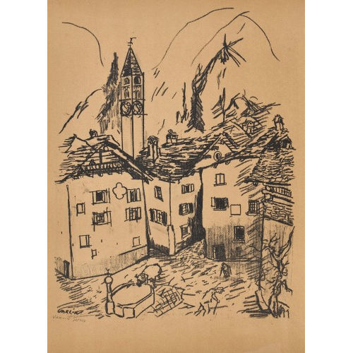 WILLY) VARLIN (EIGTL. GUGGENHEIM : Der Dorfkern von Bondo im Engadin (DOBIASCHOFSKY AUKTIONEN AG)