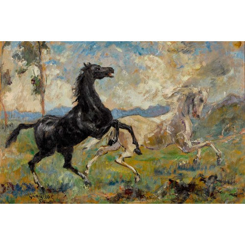 PIETRO ANTONIO GARIAZZO : Zwei Pferde im Galopp (DOBIASCHOFSKY AUKTIONEN AG)