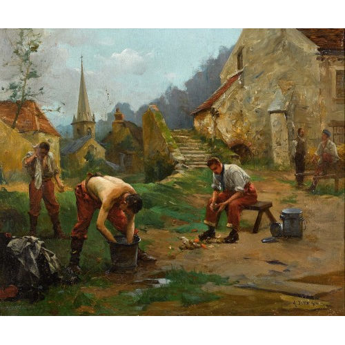 ALEXANDRE BLOCH : Soldaten beim morgendlichen Bad (DOBIASCHOFSKY AUKTIONEN AG)