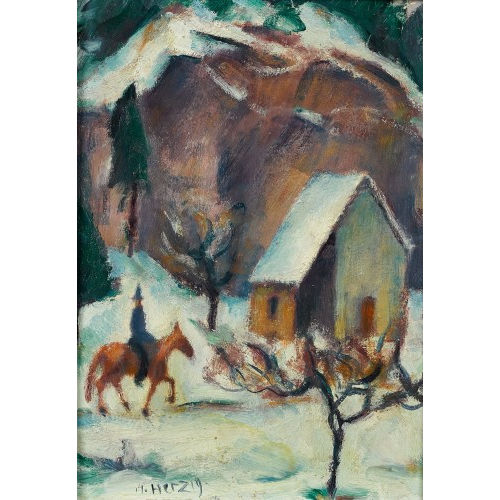 HEINRICH HERZIG : 'Reiter im Schnee' (DOBIASCHOFSKY AUKTIONEN AG)