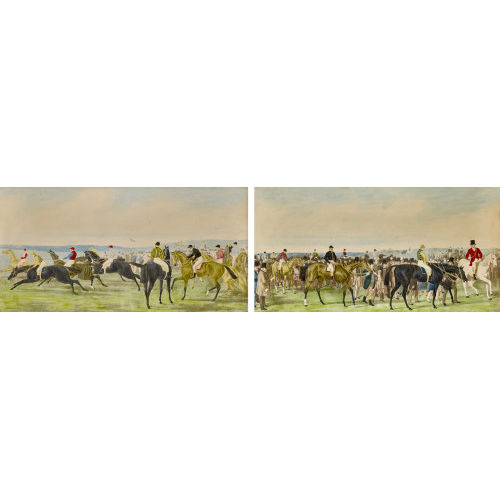 JOHN FREDERICK I HERRING : Zwei Szenen mit Jockeys beim Pferderennen (DOBIASCHOFSKY AUKTIONEN AG)