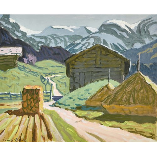 FRED STAUFFER : Alplandschaft mit Heuschober (DOBIASCHOFSKY AUKTIONEN AG)