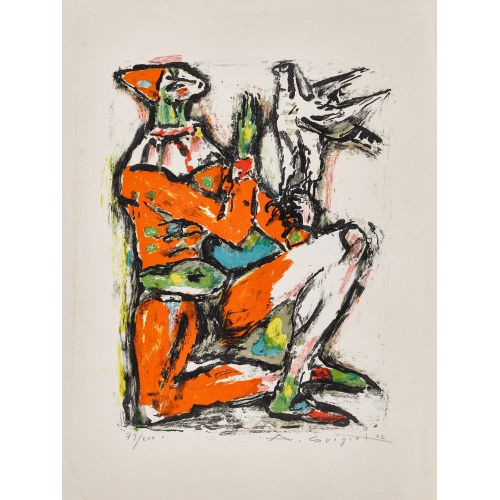 ALOIS CARIGIET : Clown mit Falke (DOBIASCHOFSKY AUKTIONEN AG)