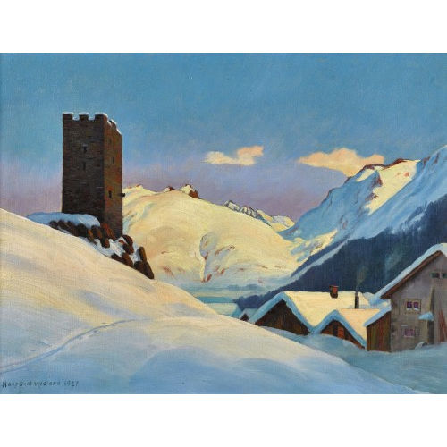HANS BEAT WIELAND : 'Winterlandschaft (Hospental)' (DOBIASCHOFSKY AUKTIONEN AG)