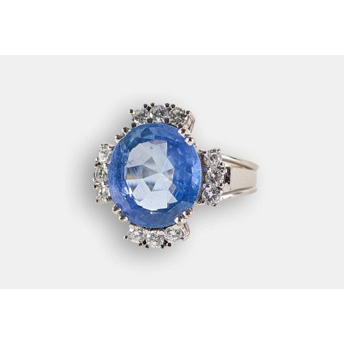 SAPHIR-BRILLANT-RING : (DOBIASCHOFSKY AUKTIONEN AG)