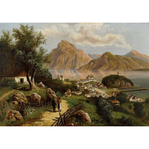 E. ROTTER : Seelandschaft mit Bergen (DOBIASCHOFSKY AUKTIONEN AG)