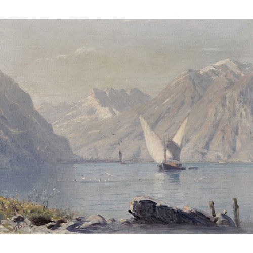 ALBERT HENRI JOHN GOS : Lac L�man et Dents du Midi (DOBIASCHOFSKY AUKTIONEN AG)