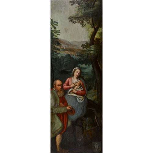 16./17. JH. OBERRHEIN : Altarfl�gel mit Heiliger Familie auf der Flucht (DOBIASCHOFSKY AUKTIONEN AG)
