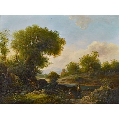 PETER NEGYESI : Flusslandschaft mit rastendem Paar (DOBIASCHOFSKY AUKTIONEN AG)