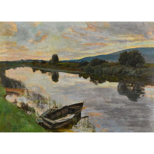 GUSTAVE JEANNERET : 'La vieille Thielle chez Cornaux' (DOBIASCHOFSKY AUKTIONEN AG)
