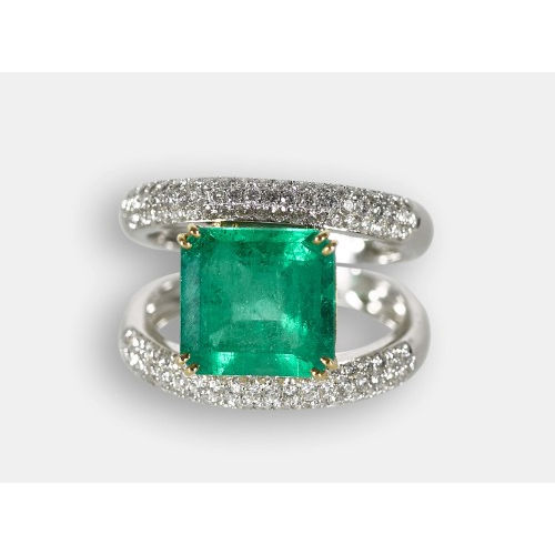 SMARAGD-BRILLANT-RING : (DOBIASCHOFSKY AUKTIONEN AG)