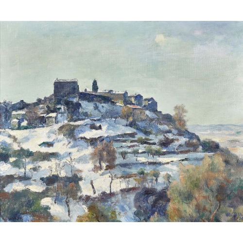 �MILE BRESSLER : Winterliche Stadt am Berg (DOBIASCHOFSKY AUKTIONEN AG)