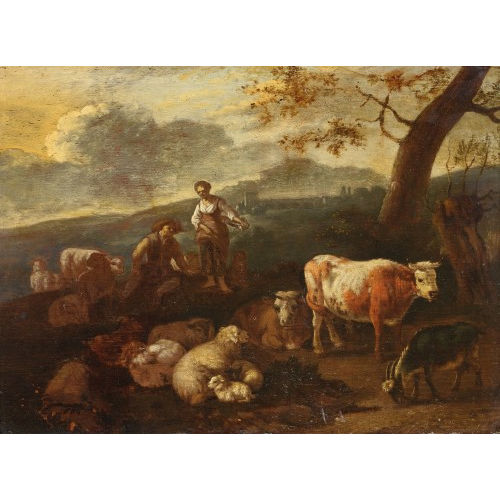 17. JH. HOLLAND : Landschaft mit Hirten und Vieh (DOBIASCHOFSKY AUKTIONEN AG)